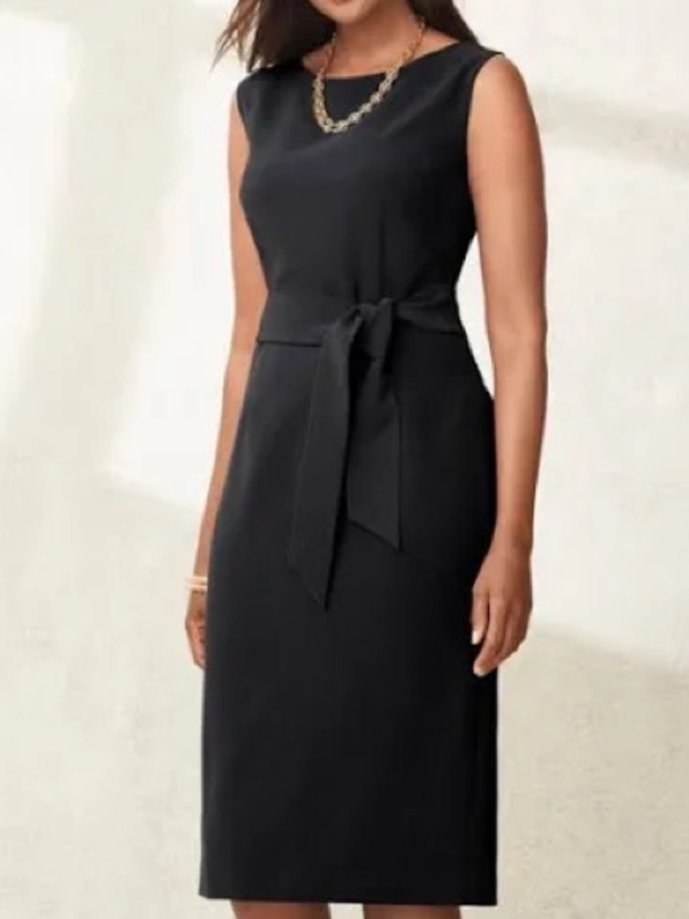 Talbots: new with tag, Classic Black Sleeveless Sheath Dress with Waist Tie